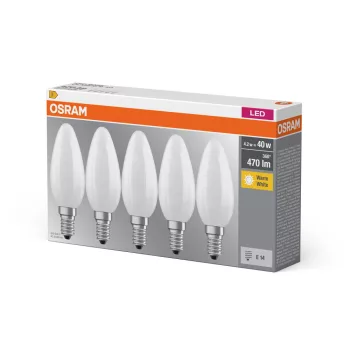   LEDVANCE LED BASE CLASSIC B 40  4 W/2700 K E14  kiszerelés - 5 db-os szett