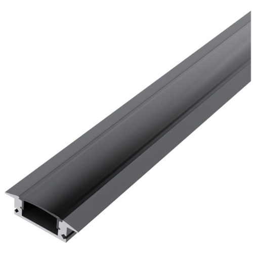 AVIDE Alu Profil "U" 24.7X7Mm Süllyeszthető Fekete - Fekete Búrával 1M
