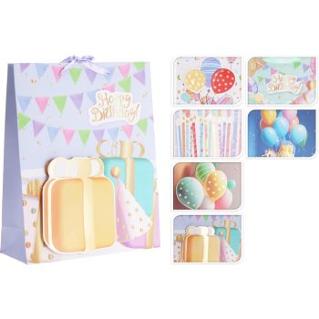 Ajándéktáska Nagy 40x30x12 cm 6 féle mintával