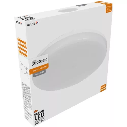 AVIDE Cseppálló Mennyezeti Lámpa Uranus Kerek Ip54 24/30W Nw 4000K Fehér