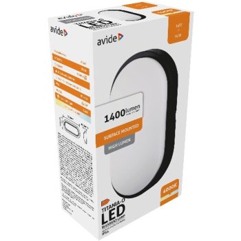   AVIDE Cseppálló Mennyezeti Lámpa Titania-O Ovális Ip54 14W Nw 4000K Fekete 100Lm/W