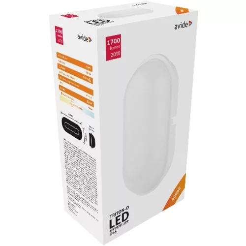 AVIDE Cseppálló Mennyezeti Lámpa Triton-O Ovális Ip65 20W Nw 4000K Fehér