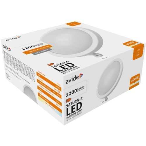 AVIDE Cseppálló Mennyezeti Lámpa Saturn-R Kerek Ip54 12W Nw 4000K Fehér