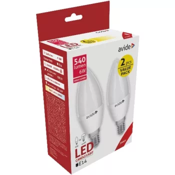AVIDE Led Candle Twin Pack 6W E14 Ww 3000K