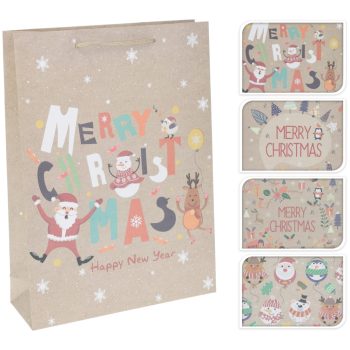   ABD110380 Karácsonyi Dísz Szatyor Közepes 4 Féle Minta 25X34,5X8,5cm