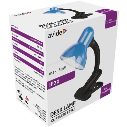 AVIDE Basic Asztali Lámpa Csíptethető Kek Max 60W
