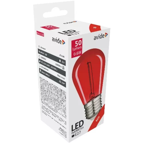 AVIDE Dekor Led Filament Fényforrás 0.6W E27 Piros