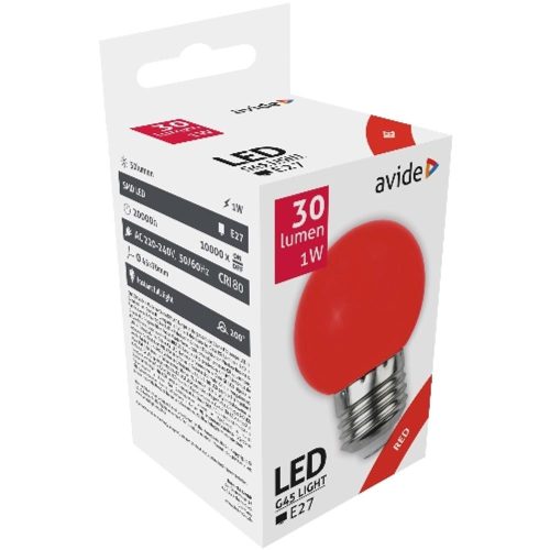 AVIDE Dekor Led Fényforrás G45 1W E27 Piros