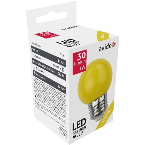 AVIDE Dekor Led Fényforrás G45 1W E27 Sárga