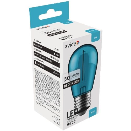 AVIDE Dekor Led Filament Fényforrás 1W E27 Kék