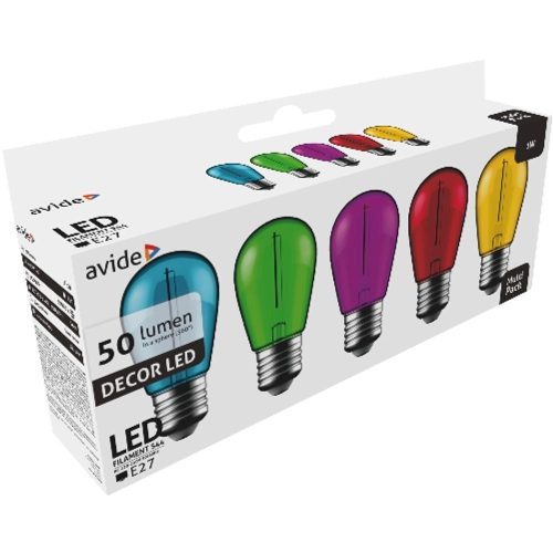 AVIDE Dekor Led Filament Fényforrás 1W E27 (Zöld/Kék/Sárga/Piros/Lila)