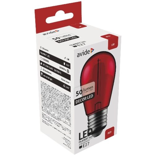 AVIDE Dekor Led Filament Fényforrás 1W E27 Piros