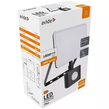  AVIDE Led Reflektor Slim Smd Keret Nélküli 20W Nw 4000K Mozgásérzékelős Pir