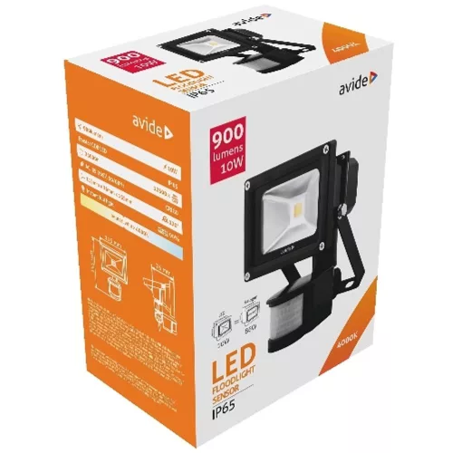 AVIDE Led Reflektor 10W Nw 4000K Mozgásérzékelős Pir