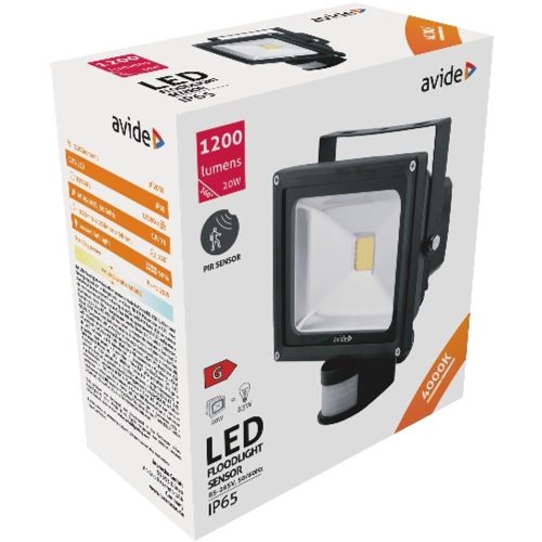 AVIDE Led Reflektor 20W Nw 4000K Mozgásérzékelős Pir
