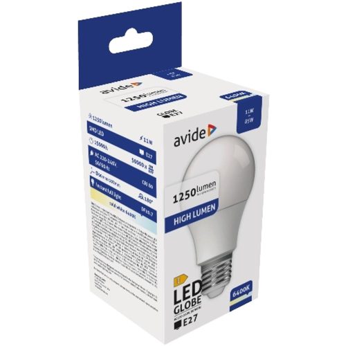 AVIDE Led Globe A60 11W E27 Cw 6400K