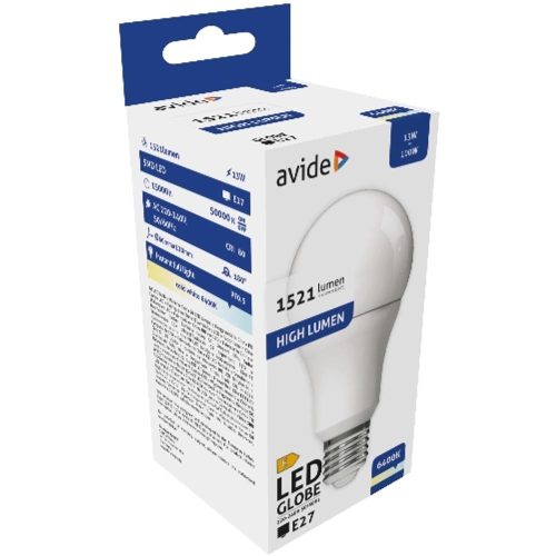 AVIDE Led Globe A60 13W E27 Cw 6400K