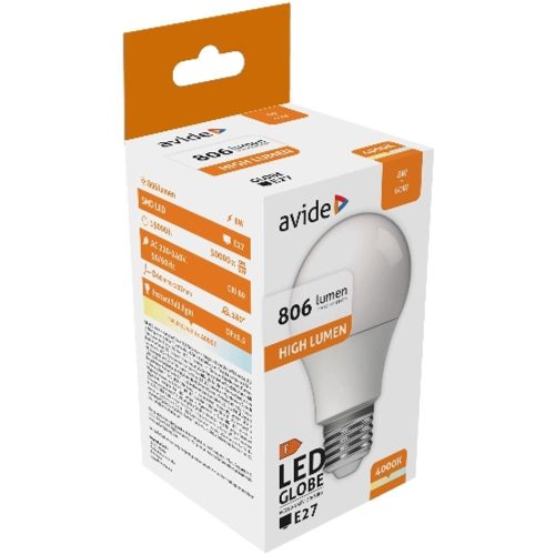 AVIDE Led Globe A60 8W E27 Nw 4000K