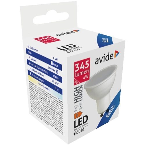 AVIDE Led Spot Alu+Plastic 4W Gu10 Cw 6400K