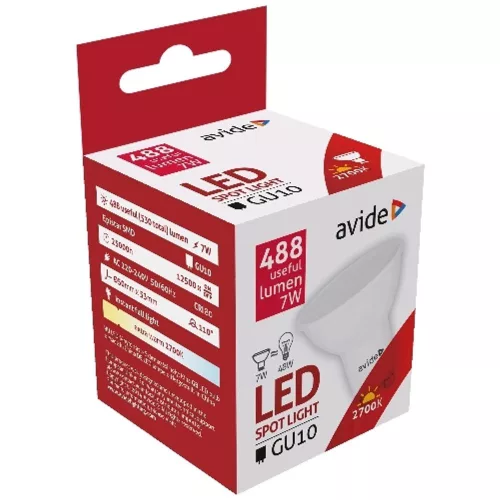 AVIDE Led Spot Alu+Plastic 7W Gu10 Ew 2700K