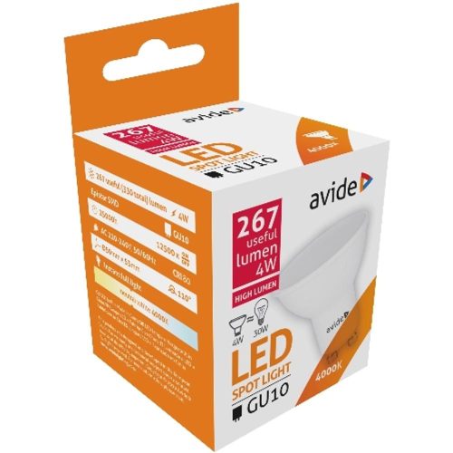 AVIDE Led Spot Alu+Plastic 4W Gu10 Nw 4000K