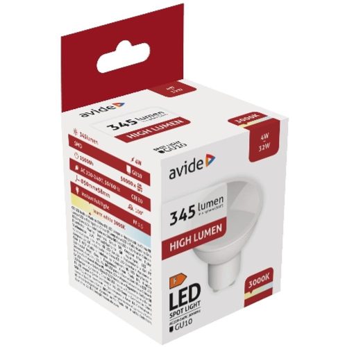 AVIDE Led Spot Alu+Plastic 4W Gu10 Ww 3000K
