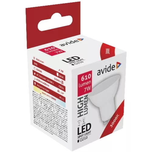 AVIDE Led Spot Alu+Plastic 7W Gu10 Ww 3000K