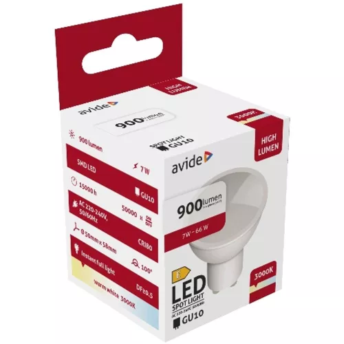 AVIDE Led Spot Alu+Plastic 7W Gu10 Ww 3000K 900Lm