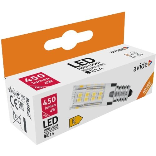 AVIDE Led 4W Jd E14 Nw 4000K Fekvő