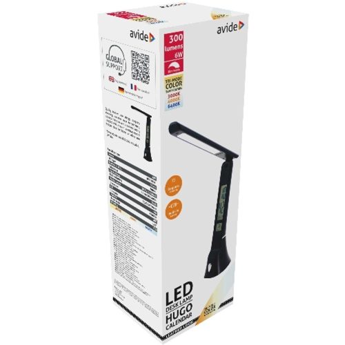 AVIDE Led Asztali Lámpa Bőrhatású Hugo Fekete 6W Naptár