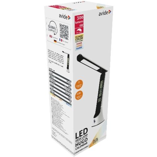 AVIDE Led Asztali Lámpa Bőrhatású Hugo Fehér-Fekete 6W Naptár