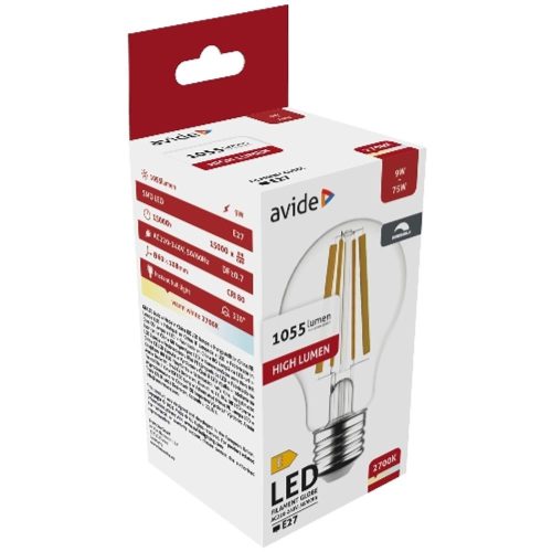 AVIDE Led Filament Globe 9W Fényerőszabályzós E27 Ww 2700K
