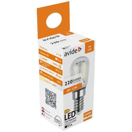 AVIDE Led Filament T26 2W E14 Nw 4000K