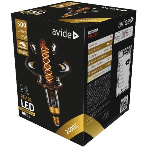 AVIDE Led Jumbo Filament Pearl 160X210Mm Amber 8W E27 2400K Fényerőszabályzós
