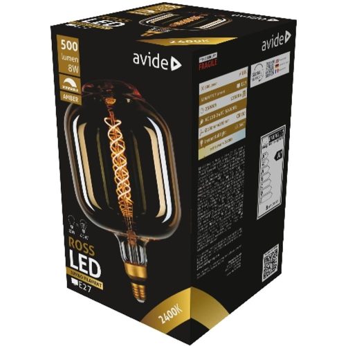 AVIDE Led Jumbo Filament Ross 180X295Mm Amber 8W E27 2400K Fényerőszabályzós