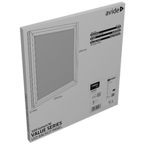 AVIDE Led Panel 600X600Mm 36W Nw 4000K 100Lm/W Value Range Backlit