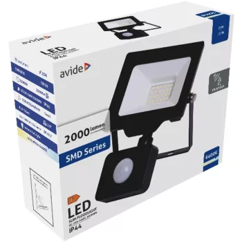   AVIDE Led Reflektor Slim Smd 20W Cw 6400K Mozgásérzékelős Pir