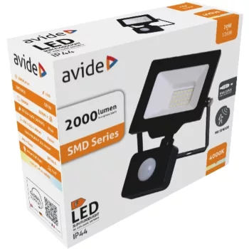   AVIDE Led Reflektor Slim Smd 20W Nw 4000K Mozg.Érz. Pir Gyorscsat.