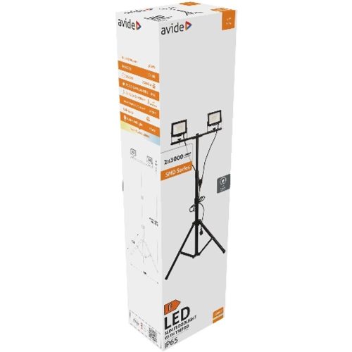 AVIDE Led Reflektor Slim Smd 2X30W Nw 4000K 2 Fej Tripoddal