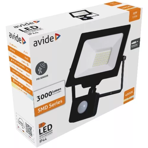 AVIDE Led Reflektor Slim Smd 30W Nw 4000K Mozg.Érz. Pir Gyorscsat.