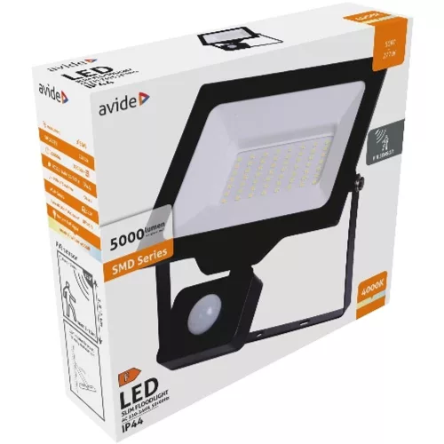 AVIDE Led Reflektor Slim Smd 50W Nw 4000K Mozgásérzékelős Pir