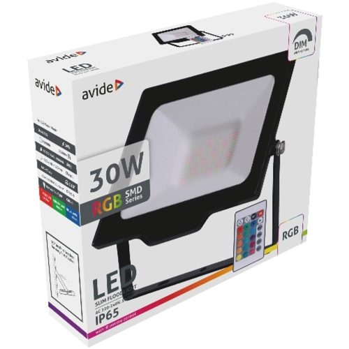 AVIDE Led Reflektor Slim Smd 30W Rgb Ir Távirányítóval