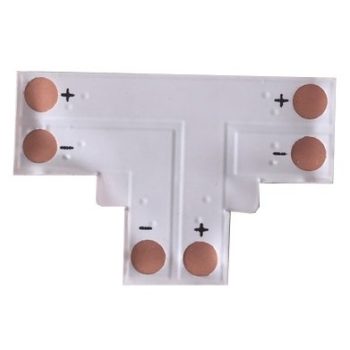   Avide LED Szalag 12-24V T elosztó elem, forr.mentes, fehér-2eres, 8mm (10 db-os csom.)