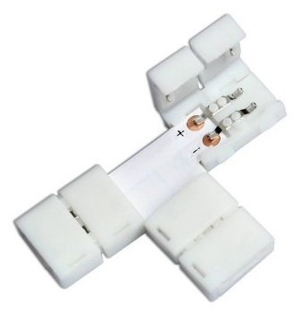 Avide LED Szalag 12-24V T elosztó elem, forr.mentes, fehér-2eres, 10mm (10 db-os csom.)