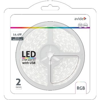 AVIDE Led Szalag Bliszter 5V 7.2W Smd5050 30Led Rgb Ip65 2M