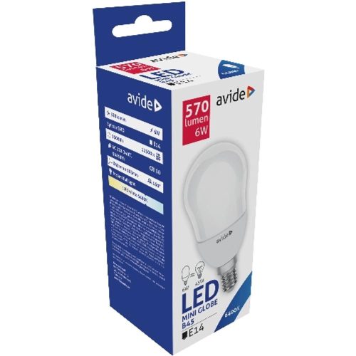 AVIDE Led Globe Mini B45 6W E14 Cw 6400K