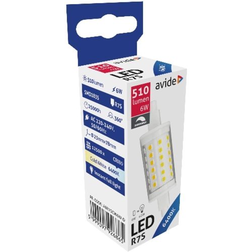 AVIDE Led 6W R7S 23X78Mm Cw 6400K Fényerőszabályzós