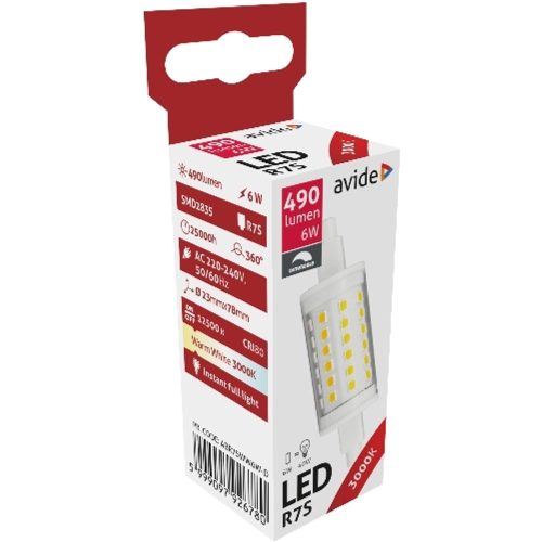 AVIDE Led 6W R7S 23X78Mm Ww 3000K Fényerőszabályzós