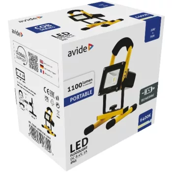 AVIDE Led Reflektor Akkumulátoros 20W Cw 6400K