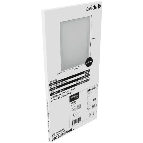 AVIDE Led Panel 300X600Mm 30W Ww 3000K 120Lm/W Ugr+Ip44 Industrial Range